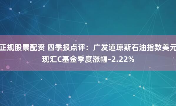 正规股票配资 四季报点评：广发道琼斯石油指数美元现汇C基金季度涨幅-2.22%