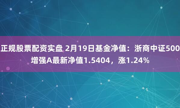 正规股票配资实盘 2月19日基金净值：浙商中证500增强A最新净值1.5404，涨1.24%